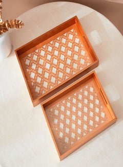 Buy Renne 2-Piece Wooden Cutout Tray Set 45 x 5 x 30 cm in Saudi Arabia