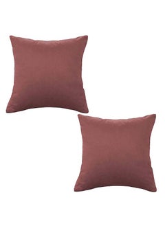 Buy Set of 2 Pieces Square Soft Velvet Decorative Cushion with Solid Design and Attractive Colors - 45x45 cm in Saudi Arabia