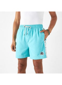 Buy Kappa Logo Detail Swim Shorts with Drawstring Closure and Pockets in UAE