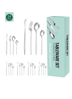 Buy 24Piece Luxury Silverware Kitchen Cutlery Set, Premium Cutlery Set with Serving Knives Spoons Forks in Saudi Arabia