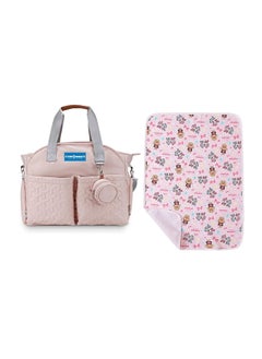 اشتري Combo Pack Of 2 Diaper Portable Bag With Reusable Changing Mat Printed - Pink في الامارات