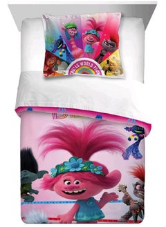 اشتري FrancoManufacturing Trolls World Tour 2 Piece Comforter Set TwinFull في الامارات