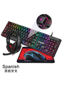 Buy T-WOLF Gaming Keyboard Mouse Headset Pad Combo TF800 four-piece Spanish version in Saudi Arabia