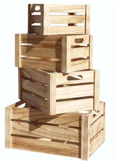 Buy LINGWEI Decorative Wooden Storage Crates 4 piece Set in UAE