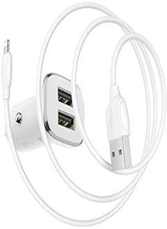 اشتري Borofone BZ12 Lasting power double port in-car charger set(Lightning) - white في مصر