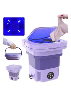 Buy SPortable Foldable Washing Machine, 8L High Capacity Mini Washer with 3 Modes Deep Cleaning Half Automatic Washt, UV Washing Machine with Soft Spin Dry for Socks, Baby Clothes, Towels (Purple) in UAE