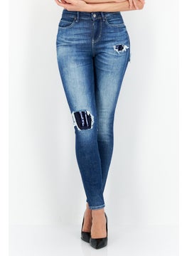 Buy Women Skinny Fit Wash Stretchable Denim, Blue in UAE