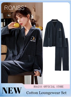 Buy Couple Pajamas Set Long Sleeves Sleepwear for Men and Women Cute Plus Size Loungewear Spring and Autumn Home Clothes Gift for Boyfriend Girlfriend Husband Wife in UAE