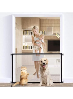 Buy Portable Mesh Baby Gate, 72x180cm Mesh Magic Pet Dog Gate for Stairs, Hallways, Doorways Easy, Install Child's Safety Gates Folding for Outdoor, Black in UAE