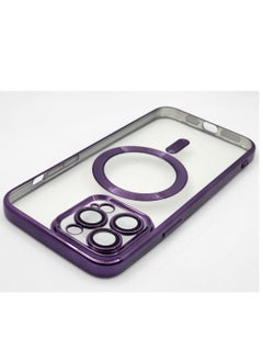 Buy IPhone 13 Pro Max (6.7 Inch) MagSafe Case With Colored Sides & Camera Protection - Clear/Purple in Egypt