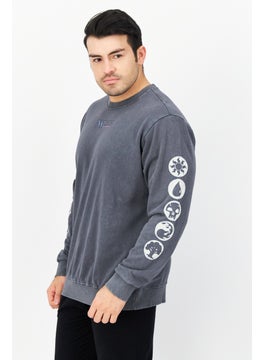 اشتري Men Crew Neck Long Sleeve Graphic Print Sweatshirt, Dark Grey في الامارات