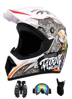 اشتري 4-Piece Full Face Racing Motorcycle Helmet Kit Protective Gear Motorcycle Helmets Street Bike Racing Moto Helmet Cartoon Car Helmet Electric Car Helmet Suitable For Young Boys And Girls ﻿ في الامارات