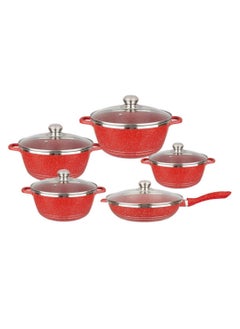 اشتري 12-Piece Kitchen Cookware set, Casserole Set And Frying Pan With Non Stick Cookware sets ,Finish Glass lid PFOA-Free في الامارات