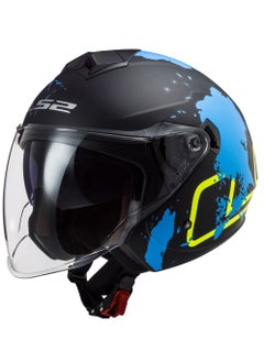 Buy LS2 TWISTER II OF573 OPEN FACE HELMET MATT  BLACK & BLUE LARGE SIZE in UAE