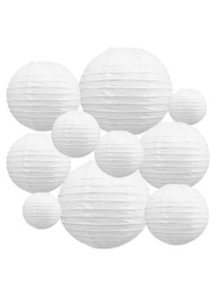 Buy Chinese Japanese Paper Lanterns 10Pcs White Decorative Hanging Round Lanterns Lamp for Birthday Wedding Bridal Showe Home Decor Party 5Sizes in Saudi Arabia