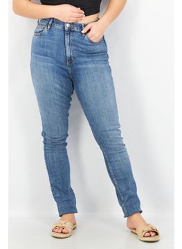 Buy Women Tall Fit Washed Stretchable Jeans, Light Blue in UAE