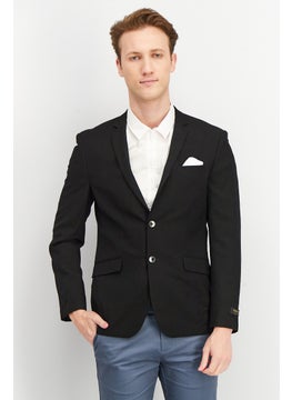 Buy Men Fitted Regular Solid Formal Blazer, Black in UAE