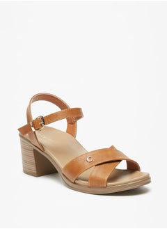 اشتري Women Strappy Sandals With Buckle Closure And Block Heels في الامارات