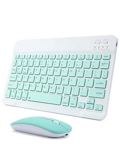 Buy Rechargeable Bluetooth Keyboard and Mouse Combo Ultra-Slim Portable Compact Wireless Mouse Keyboard Set for Android Windows Tablet Cell Phone iPhone iPad Pro Air Mini, iPad OS/iOS 13 and Above (Green) in UAE