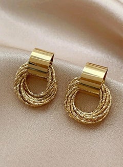 Buy Textured Metal Hoop Earrings Gold in Egypt