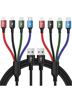 Buy Multi Charging Cable 4A 3M 2Pack 4-in-1 Fast Charge and Data Sync Nylon Braided with LED for Smartphones and More in Saudi Arabia
