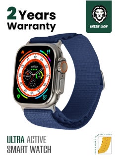 اشتري Ultra watch original 49mm smart watch active series with extra strap and wireless charging/ alloy vacuum/ IP68 waterproof/ dustproof/ sleep monitoring/ heart rate/ ECG/ Workout/ Bluetooth call- blue في الامارات