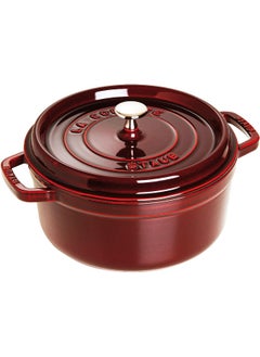 Buy Staub Round Cocotte 24Cm Grenadine 3.8L Cast Iron Material Matte Black Inner Enamel. Lid With Aroma Rain Structure. Suitable For All Types Of Hobs Incl. Induction. Ovensafe. Grill Safe. in UAE