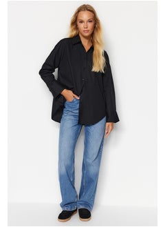 Buy Black Poplin Oversize Woven Shirt TWOAW24GO00209 in Egypt