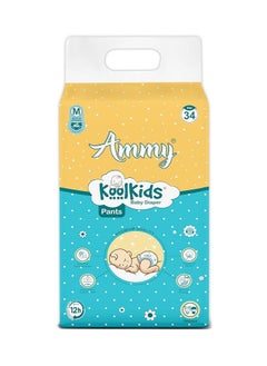 Buy Ammy Koolkids Baby Diaper Pants, M Size (34 Count), Rash Free Diaper Pants for Babies,Super soft, Super Flexi Smart Fit- System, (7-12Kg) in UAE