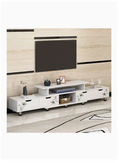 Buy Tv Stand,Open Tv Stand (With Storage Shelf),Telescopic Tv Stand,Open Large-Capacity Storage Chest of Drawers,Stylish Minimalist Metal Legs,L 120-192 Cm(White) in Saudi Arabia