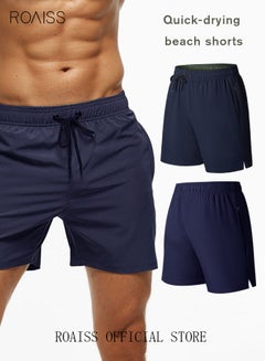 Buy Men's Swimming Trunks Beachwear Quick Dry Beach Pants Gym Wear Fitness Workout Short Sports Running Boxer Swim Shorts Swimsuit Summer in UAE