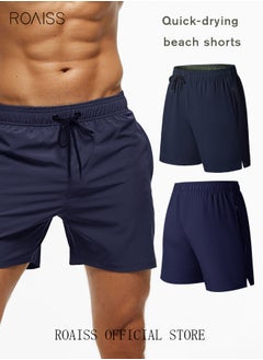 Buy Men's Swimming Trunks Beachwear Quick Dry Beach Pants Gym Wear Fitness Workout Short Sports Running Boxer Swim Shorts Swimsuit Summer in Saudi Arabia