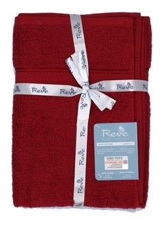 Buy Reve 2-Piece Bath Towel Set Maroon and Light Blue 70 x 140cm in Saudi Arabia