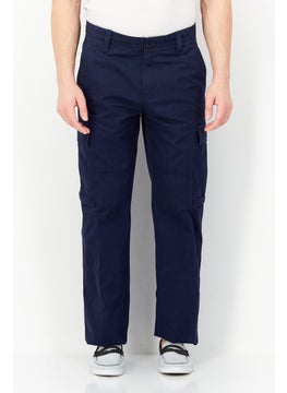 اشتري Men Regular Fit Solid Cargo Pant, Navy في الامارات