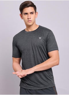 Buy Logo Detail Melange Slim Fit T-Shirt in Saudi Arabia