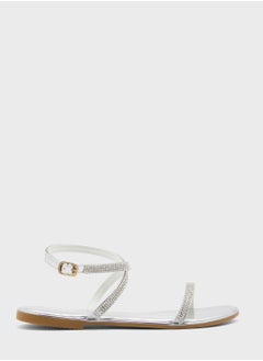 Buy Diamante Strap Flat Sandal in Saudi Arabia