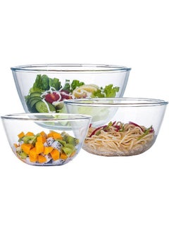 Buy Glass Mixing Bowl Set for Kitchen,3-piece Bowl Set(1 L,2 L ,3 L),High Brosilicate Salad Bowl for Kitchen Baking, Prepping, Serving and Storage, Microwave & Dishwasher & Oven Safe in UAE