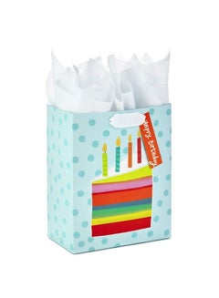 Buy 9" Medium Gift Bag With Tissue Paper (Rainbow Cake Slice) For Birthdays in Saudi Arabia