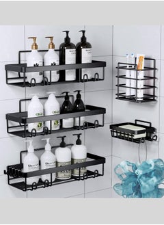 Buy 5-Pack Bathroom Organizers, No Drilling Required Rust-Proof Self-Adhesive Shower Rack for Bathroom Storage, Black in Saudi Arabia