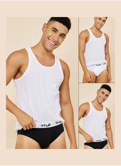 Buy Pack of 2 - Logo Printed Waistband Briefs in Saudi Arabia