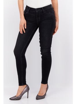 Buy Women Skinny Fit Dark Wash Stretchable Jeans, Black in UAE