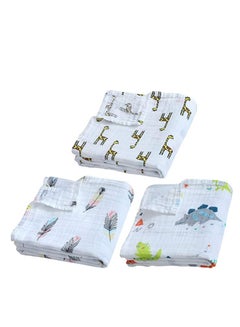 Buy 3pcs Baby Swaddle Blanket Soft Breathable Baby Burp Cloth Muslin Baby Blankets for New Born Baby 110*120cm in UAE