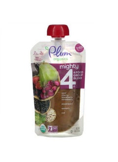 Buy Plum Organics, Mighty 4, 4 Food Group Blend, Tots, Pear, Cherry, Blackberry, Strawberry, Black Bean, Spinach, Oat, 4 oz (113 g) in UAE