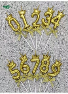 اشتري 1PC Golden Crown Bow Number 0-9 Candle Birthday Party Cake Decoration Candle Halloween ، Spooky ، Autumn ، Festival ، Holiday Christmas ، Winter ، Holiday ، Festival في السعودية