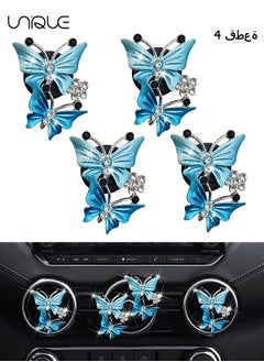 اشتري Car Air Fresheners Vent Clips for Women, 4 Pcs Cute Dual Butterfly Diamond Rhinestone Air Freshener Vent Clip Sparkly Car Decoration Car Interior Decor Bling Car Accessories for Women (Blue) في الامارات