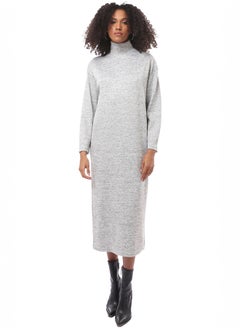 Buy High-Neck Winter Heather Light Grey Midi-Dress in Egypt