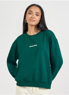 Buy Regular Fit Longline Embroidered Slogan Sweatshirt in Saudi Arabia