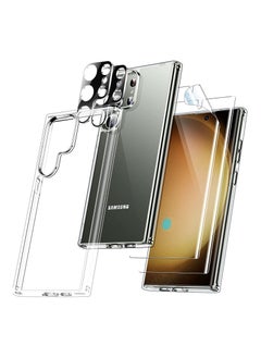 Buy 5 in 1 for Samsung Galaxy S23 Ultra Case Clear [PC+TPU] 6.8" +2 Pack S23 Ultra Soft Screen Protector + 2 Pack Camera Lens Protector, Slim Thin Shockproof Phone Cover 6.8 Inch in Saudi Arabia