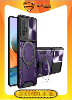 Buy SHIELD EGYPT For Xiaomi Redmi Note 10 Pro/Note 10 Pro Max Armored Camera Shield Cover Camera Lend Protection, Built-in 360° (Purple) in Egypt