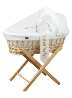 Buy Moses Basket Baby Cradle Cot With Stand - Off White in Saudi Arabia